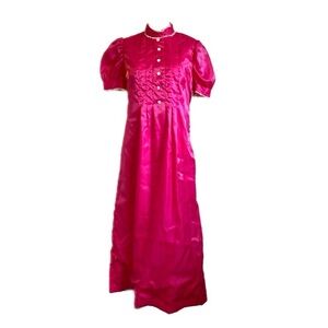 Vintage Retro Barbiecore Puff Sleeve Prom Dress